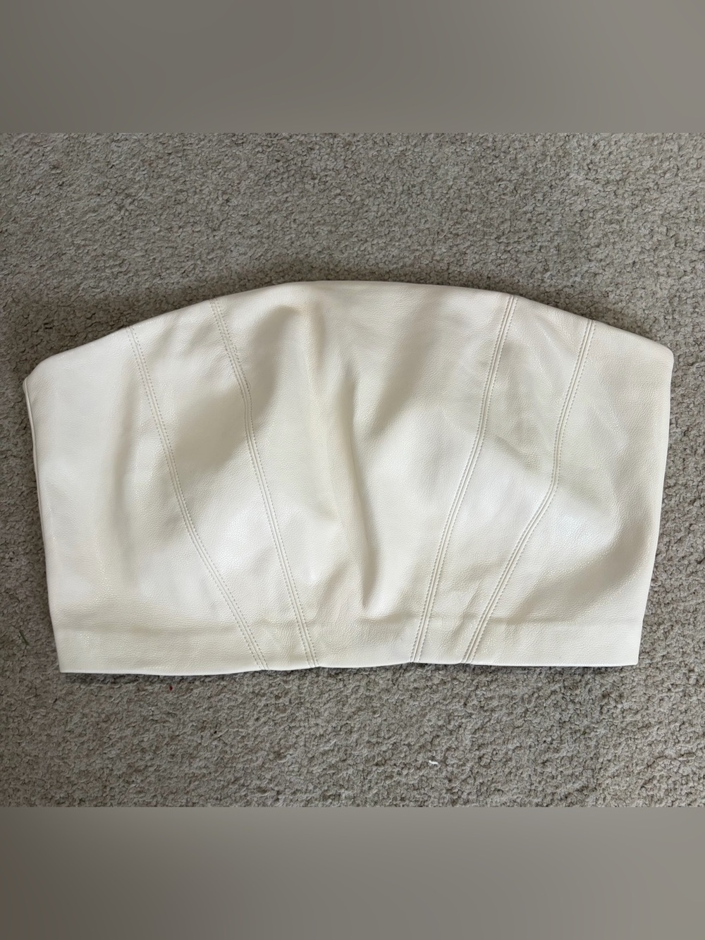 Zara Ivory Strapless Faux Leather Bustier, Women’s Ivory Color, Size Small